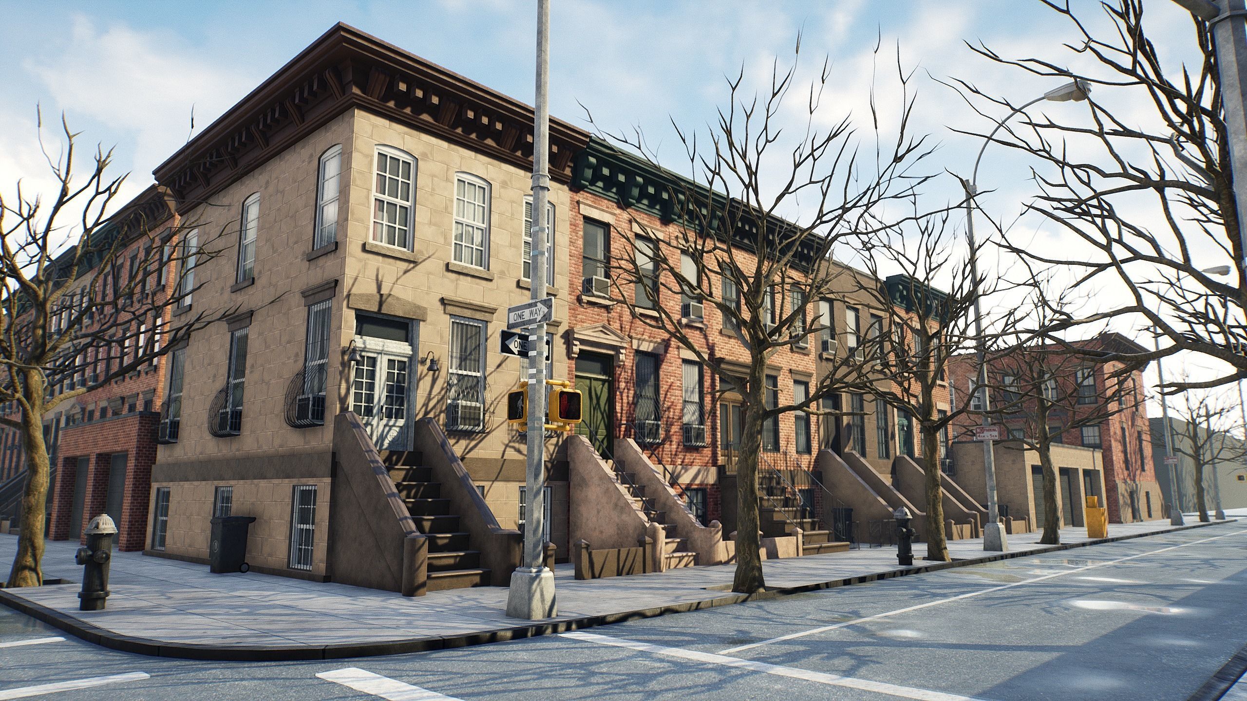 Generic Brooklyn Block  Low-poly 3D model_7