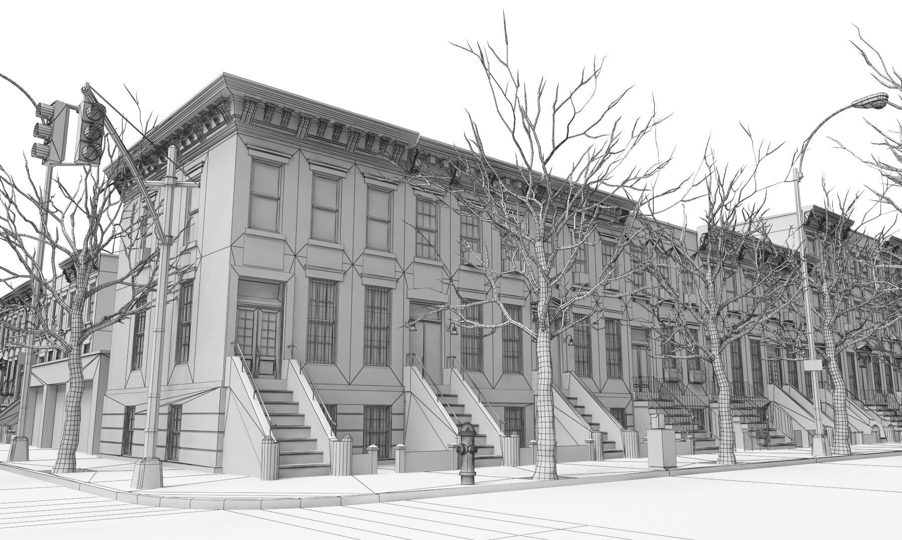 Generic Brooklyn Block  Low-poly 3D model_13