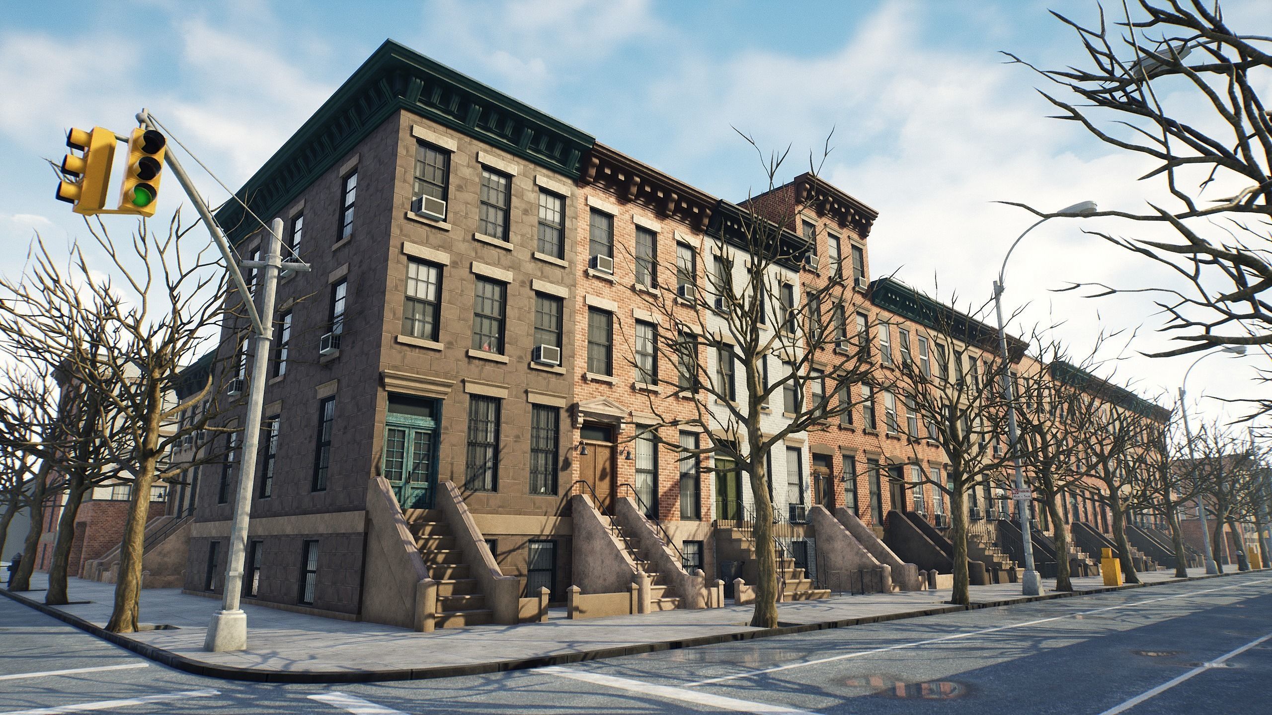 Generic Brooklyn Block  Low-poly 3D model_5
