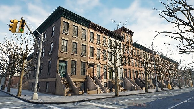 Generic Brooklyn Block  Low-poly 3D model 6