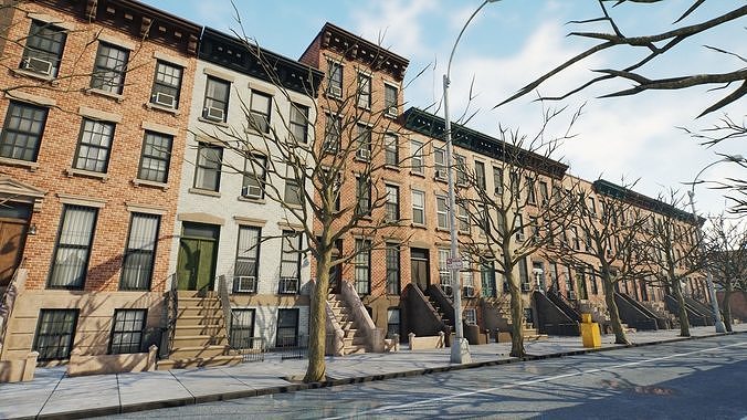 Generic Brooklyn Block  Low-poly 3D model 3