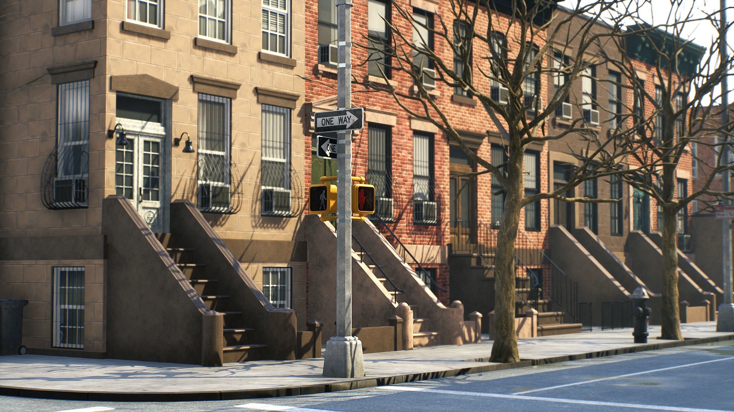 Generic Brooklyn Block  Low-poly 3D model_9