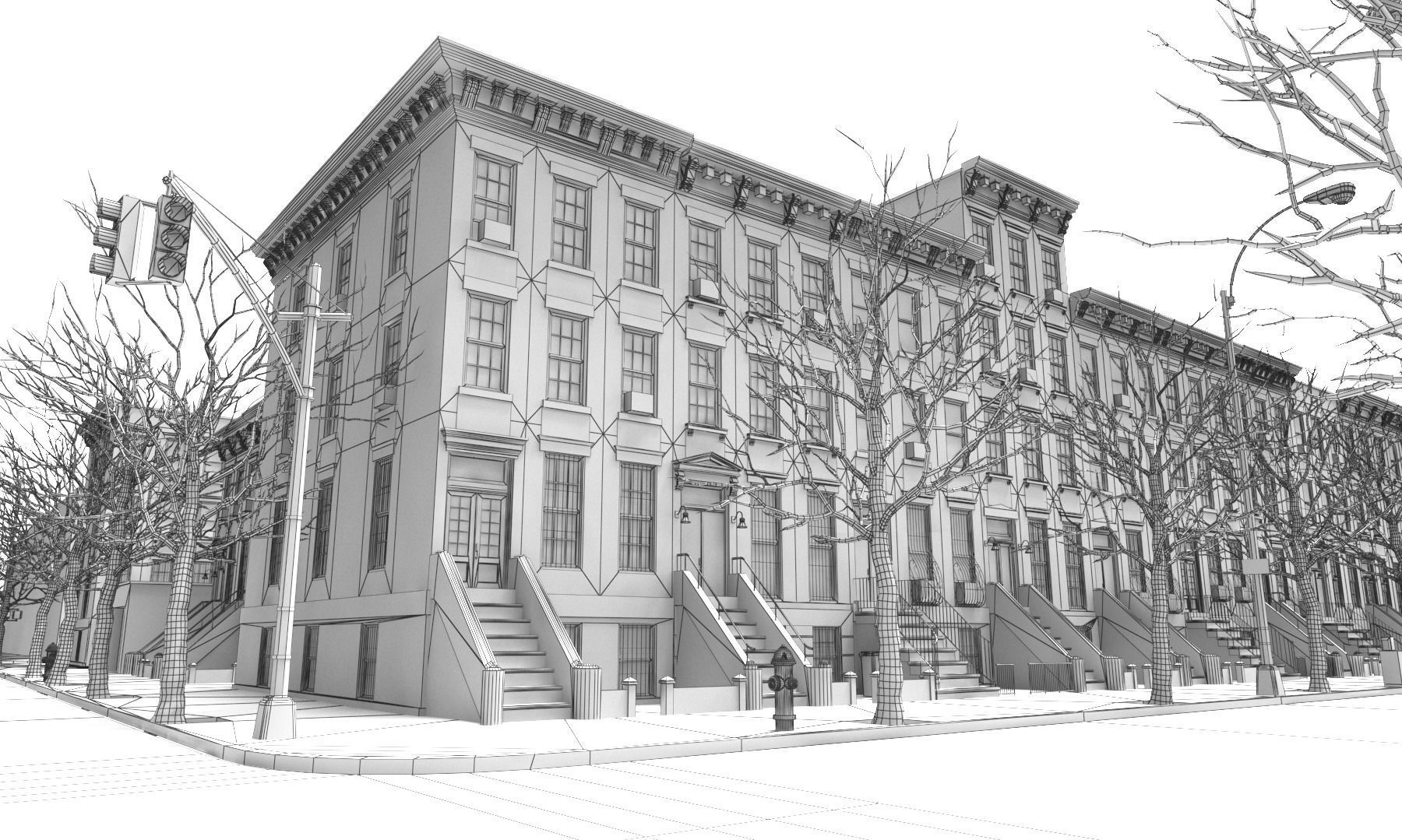 Generic Brooklyn Block  Low-poly 3D model_12