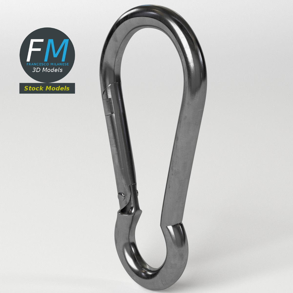 Carabiner cable clip 3D model_5