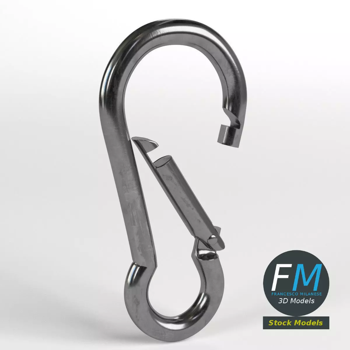 Carabiner cable clip 3D model_0