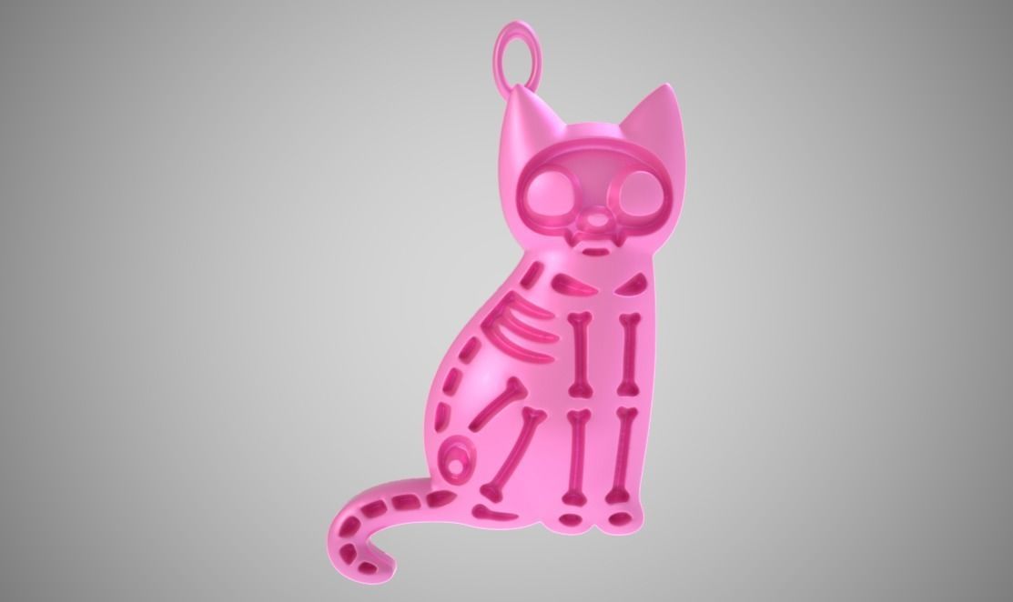 Crazy Cat Necklace 3D print model_6