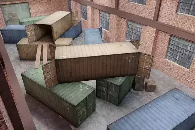 FPS Map - Warehouse Low-poly 3D model