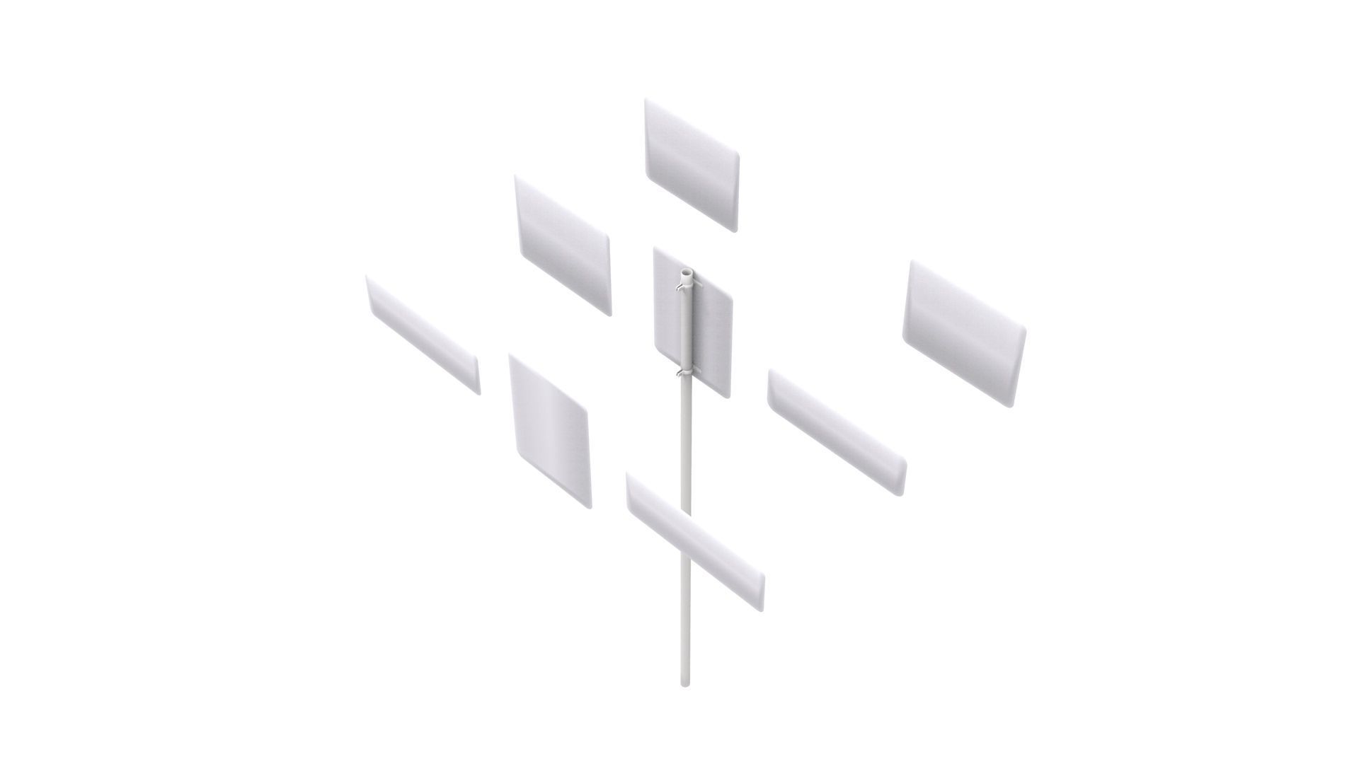 Road Sign US R6 Series One Way And Divided Highway 3D model_25