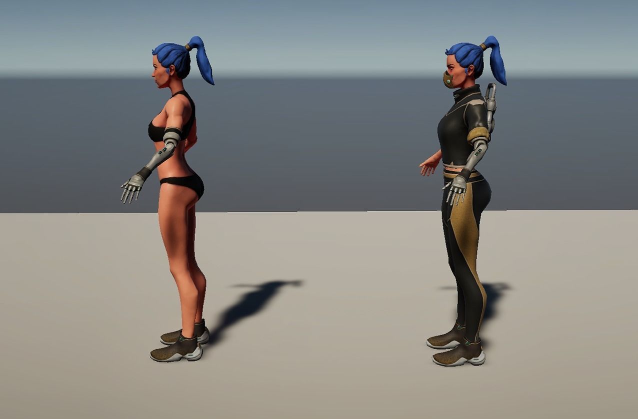 Sci-fi Girl Character Low-poly 3D model_6