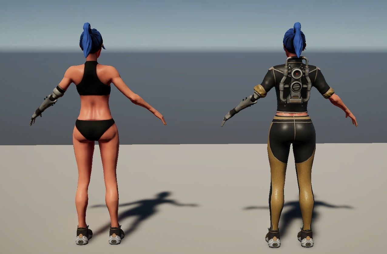 Sci-fi Girl Character Low-poly 3D model_7