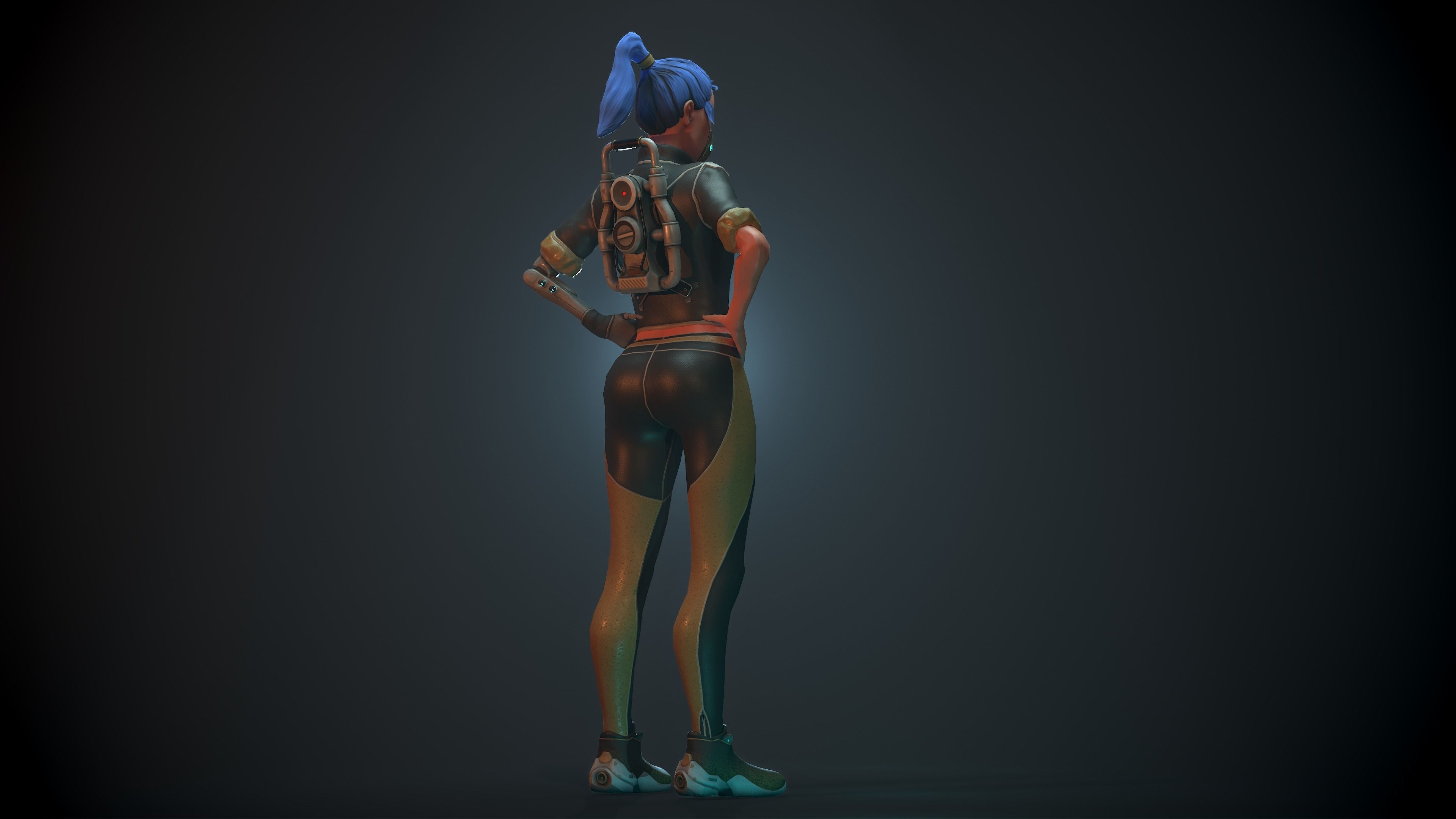 Sci-fi Girl Character Low-poly 3D model_2