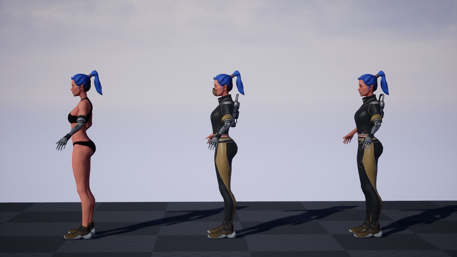 Sci-fi Girl Character Low-poly 3D model_5