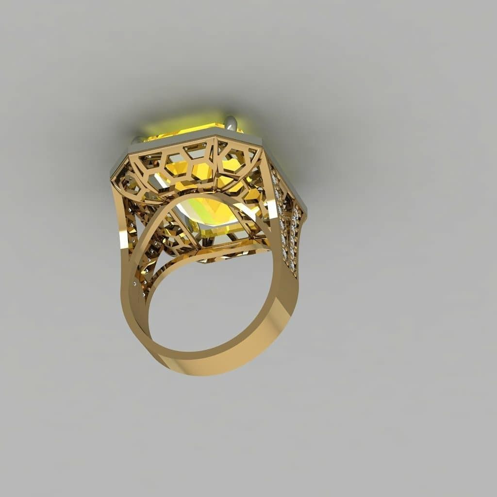 Gold set - ring and earring 3D print model_8