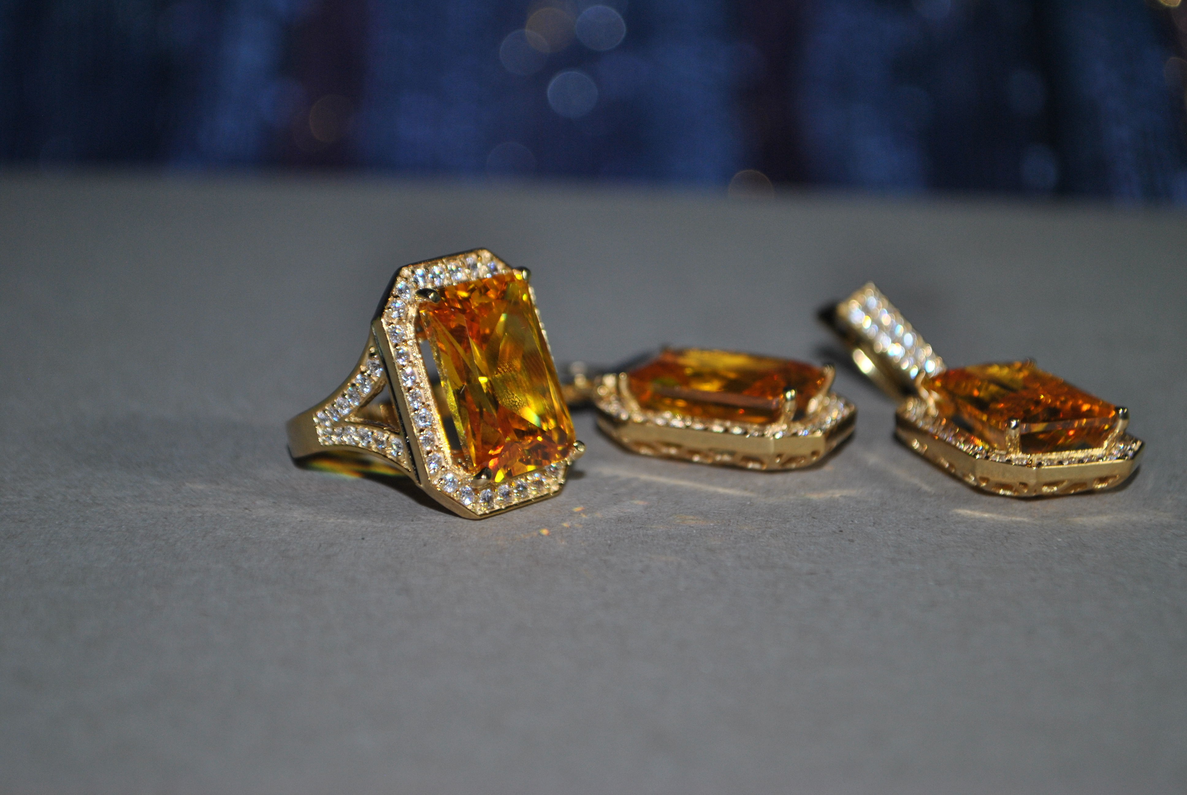 Gold set - ring and earring 3D print model_2