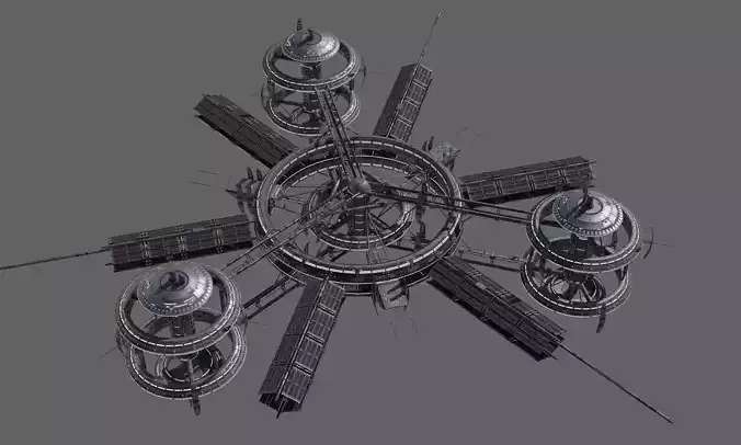 Low Poly Space Station 3 Low-poly 3D model
