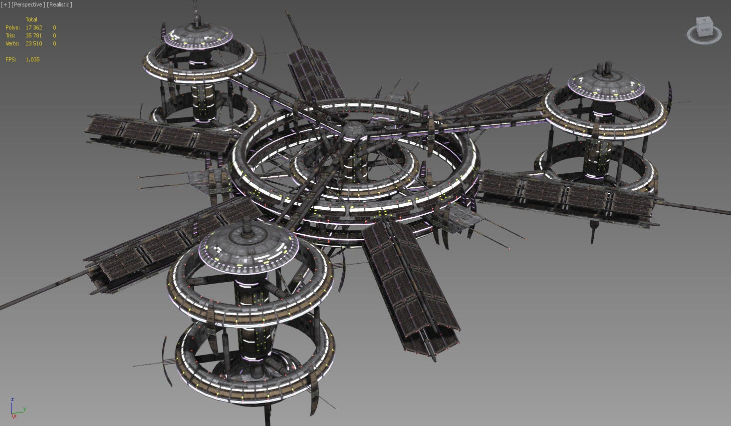 Low Poly Space Station 3 Low-poly 3D model_5