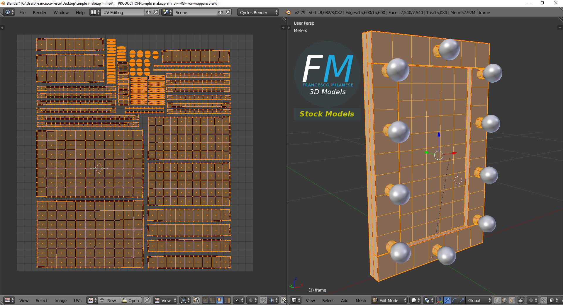 Simple make-up mirror 3D model_10