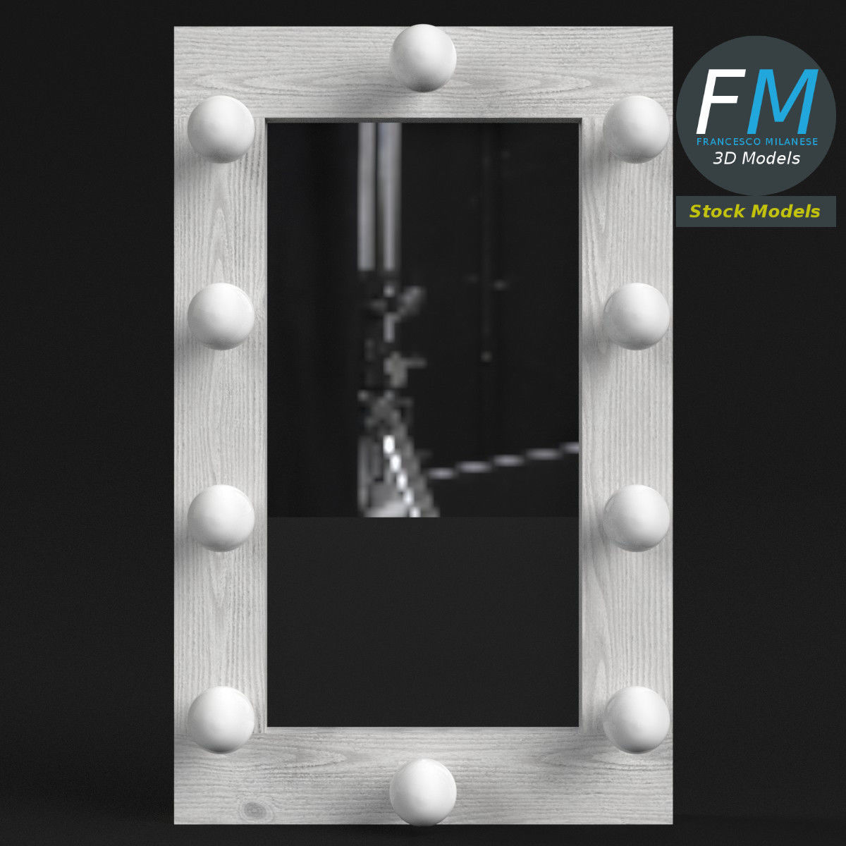 Simple make-up mirror 3D model_3