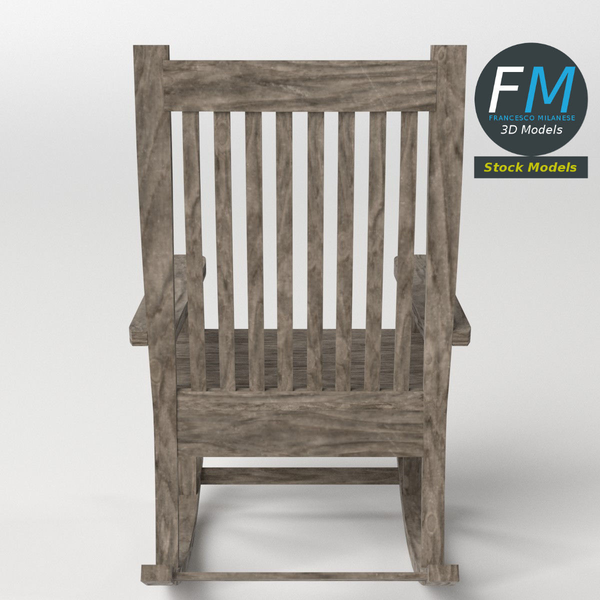 Old rocking chair 3D model_5