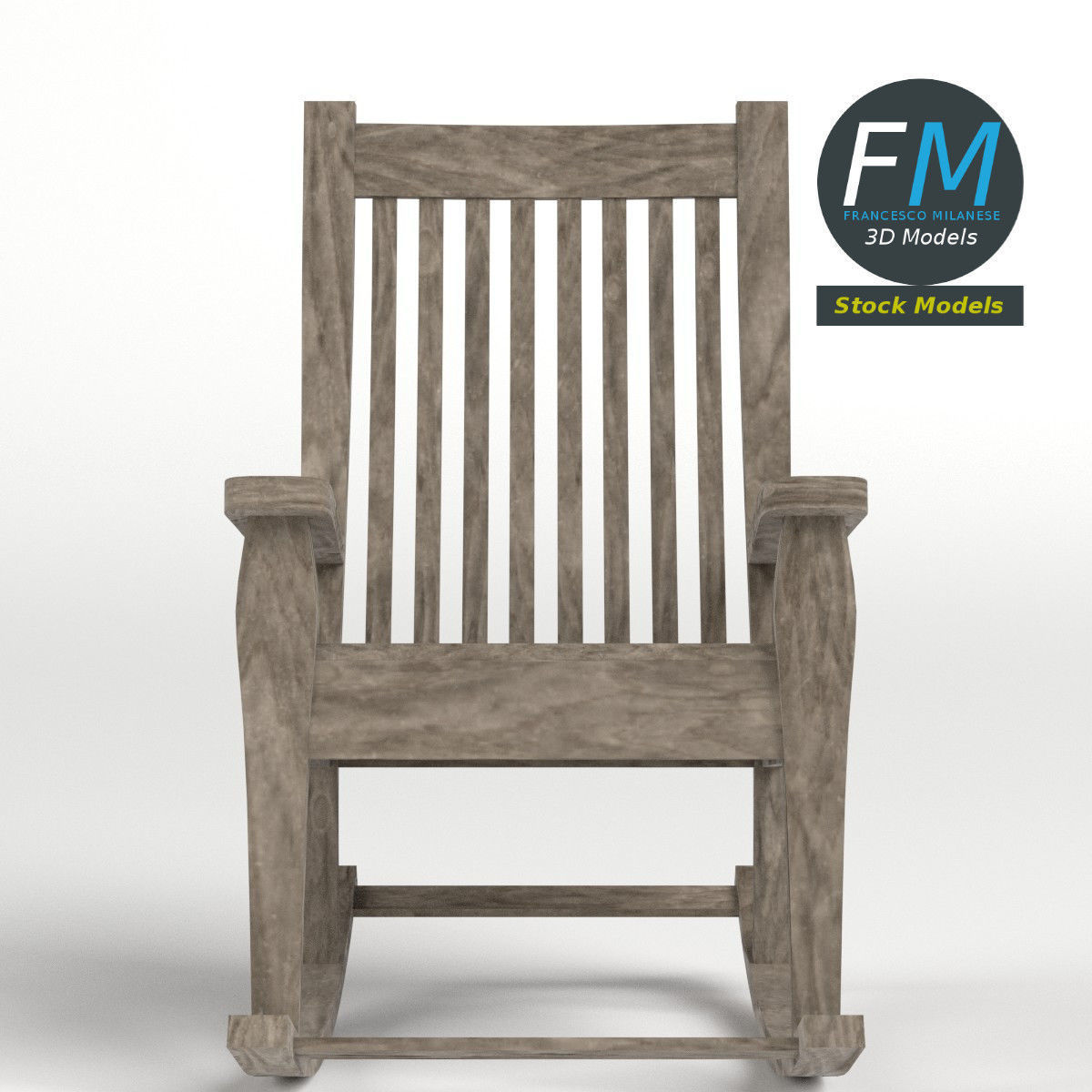 Old rocking chair 3D model_4