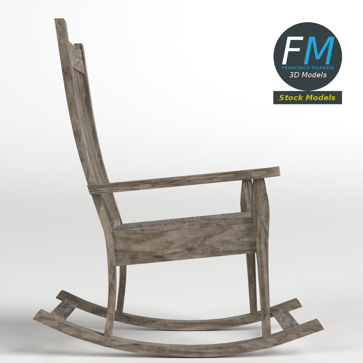 Old rocking chair 3D model_3