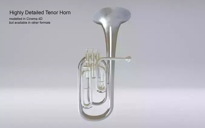 Tenor Horn Silver 3D model