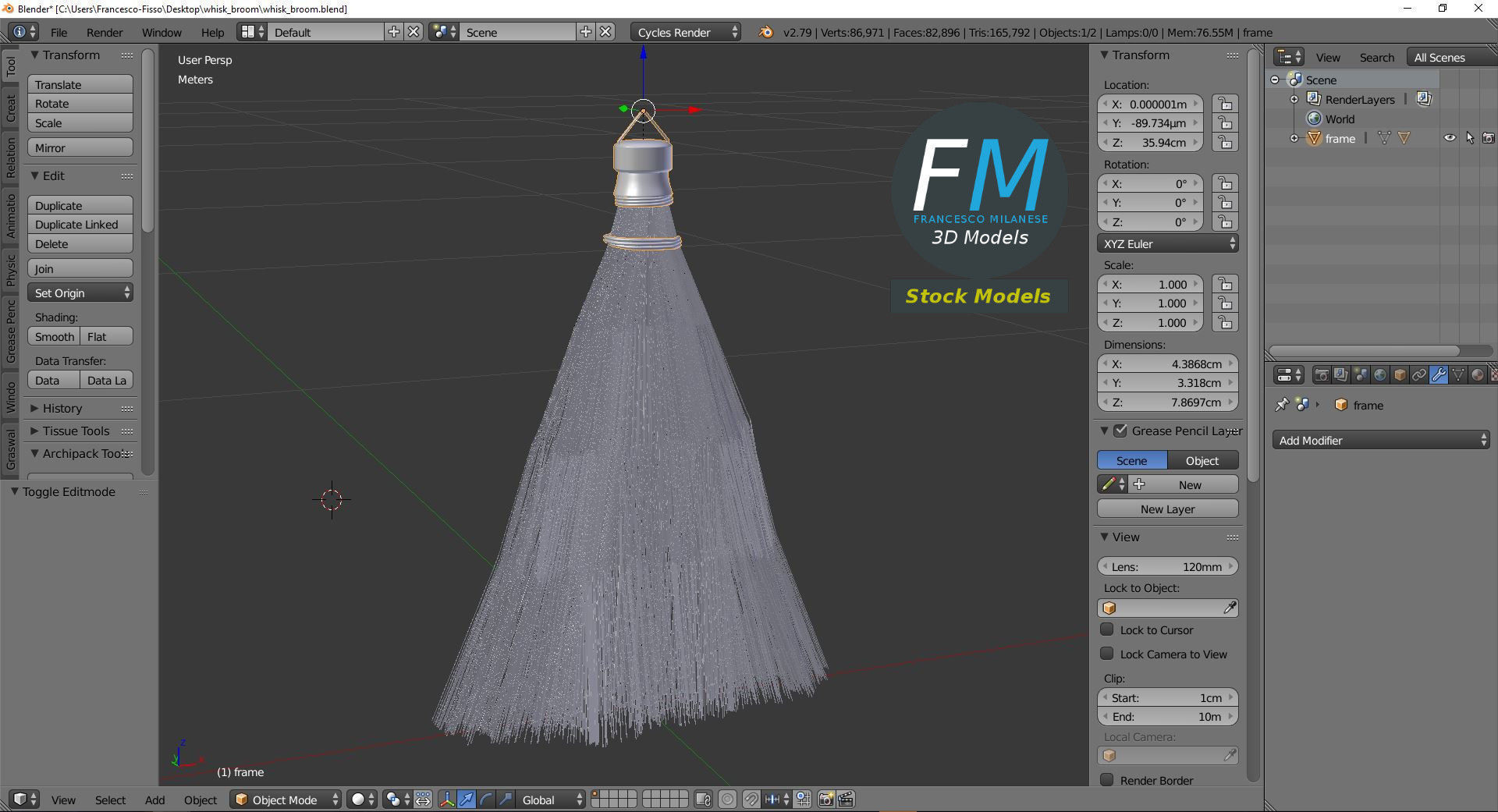 Whisk broom 3D model_9