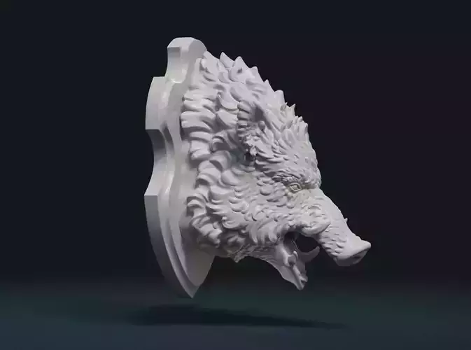 Wild Boar Mounted Head 3D print model