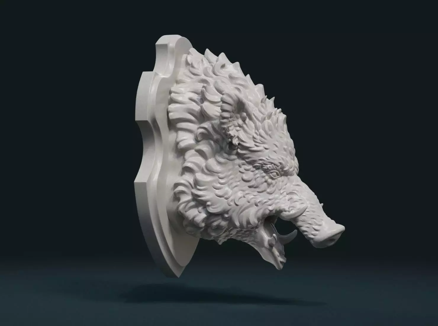 Wild Boar Mounted Head 3D print model_0