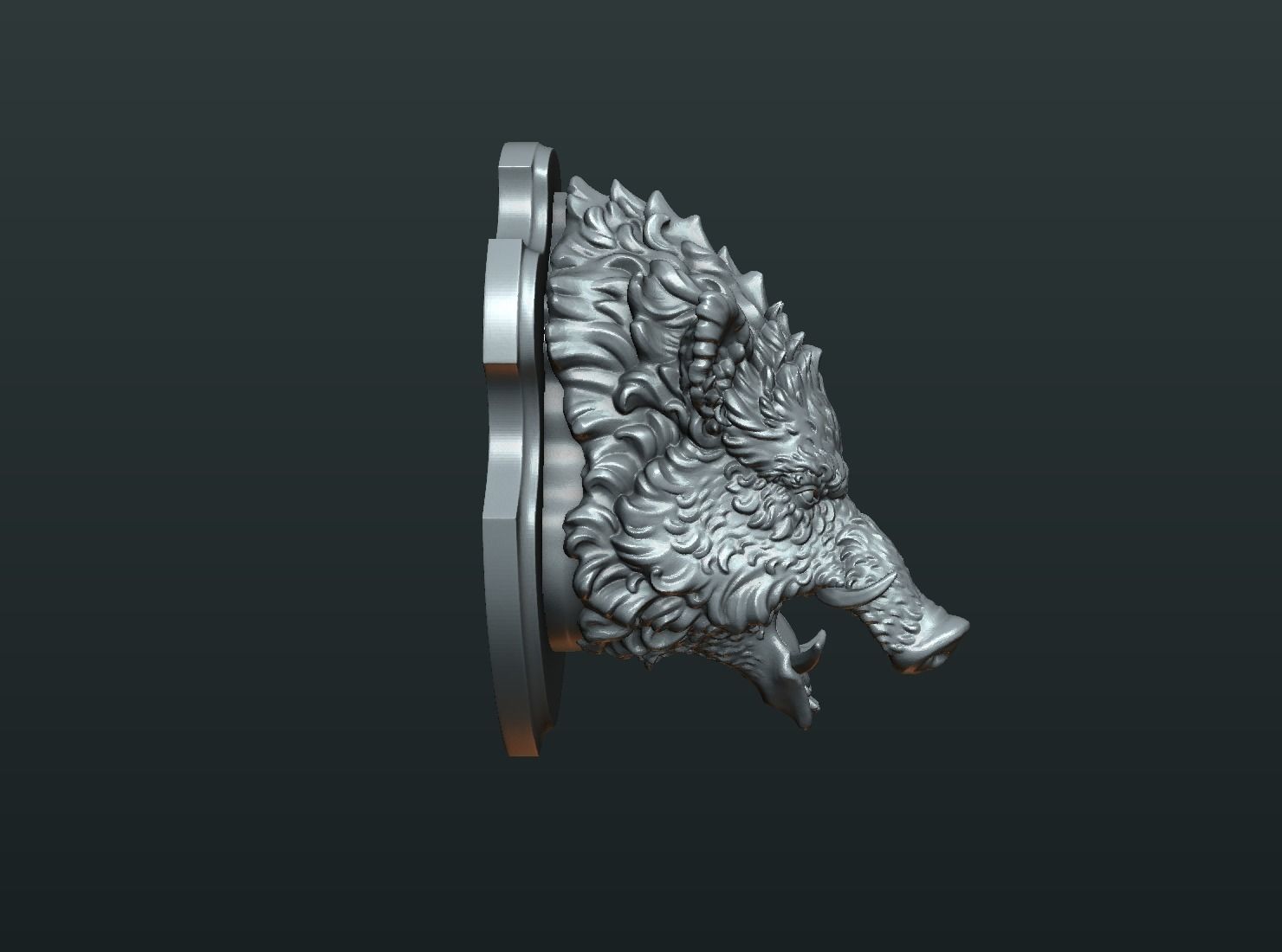 Wild Boar Mounted Head 3D print model_6