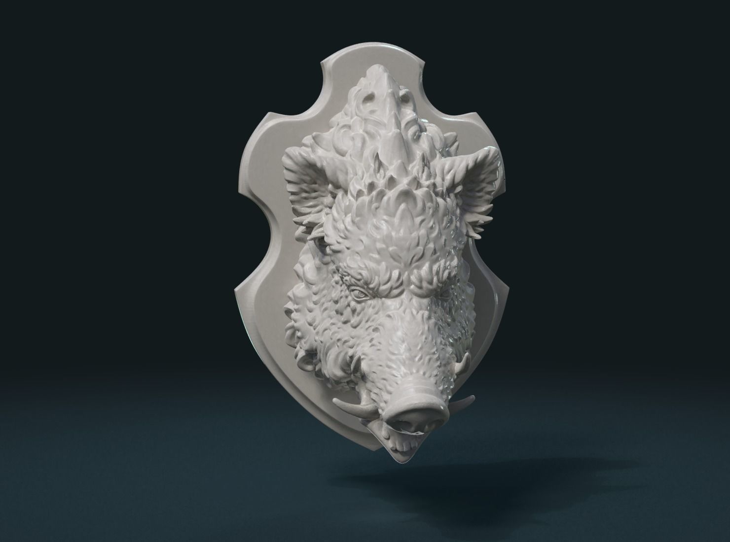 Wild Boar Mounted Head 3D print model_4