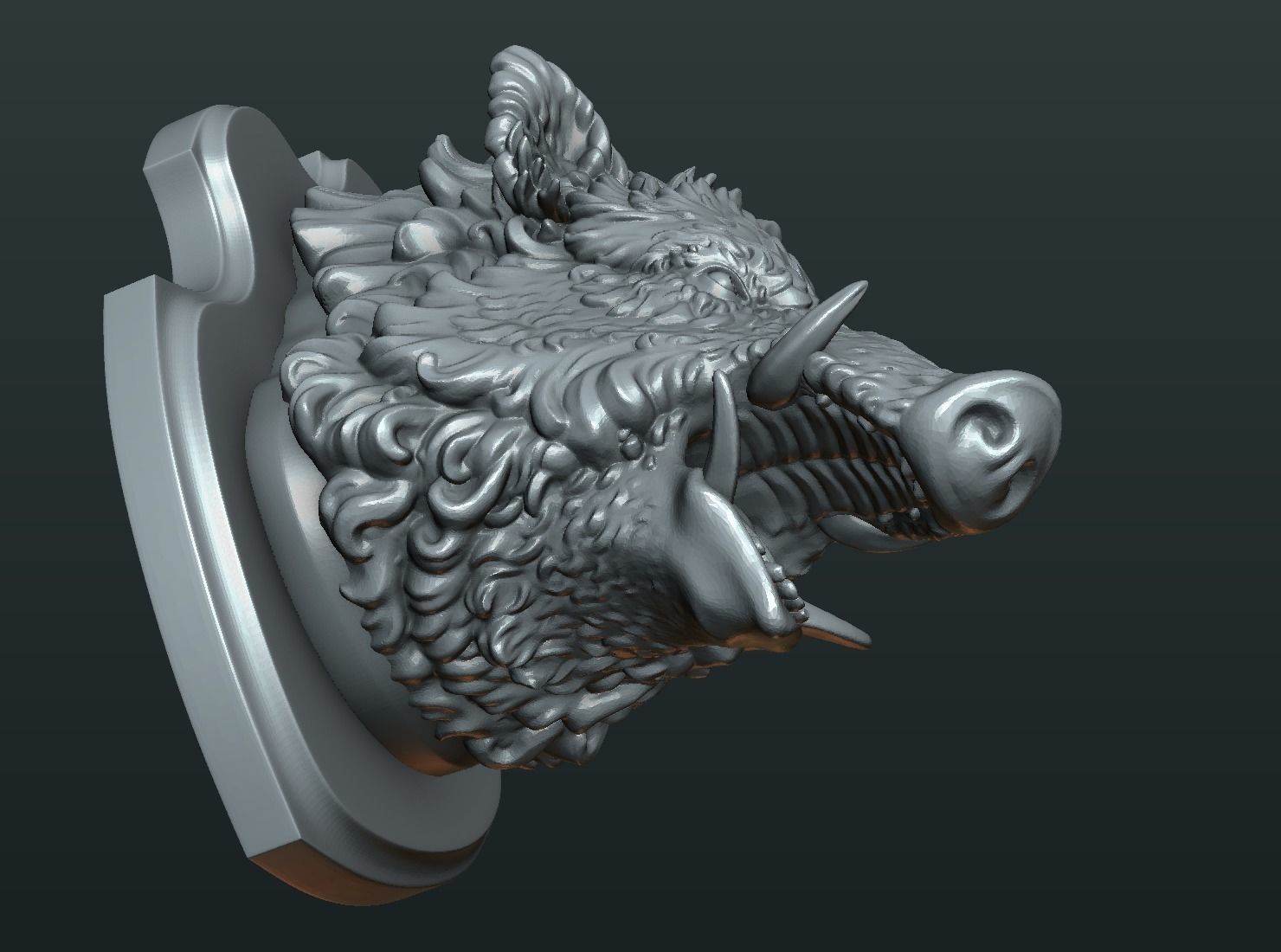 Wild Boar Mounted Head 3D print model_8