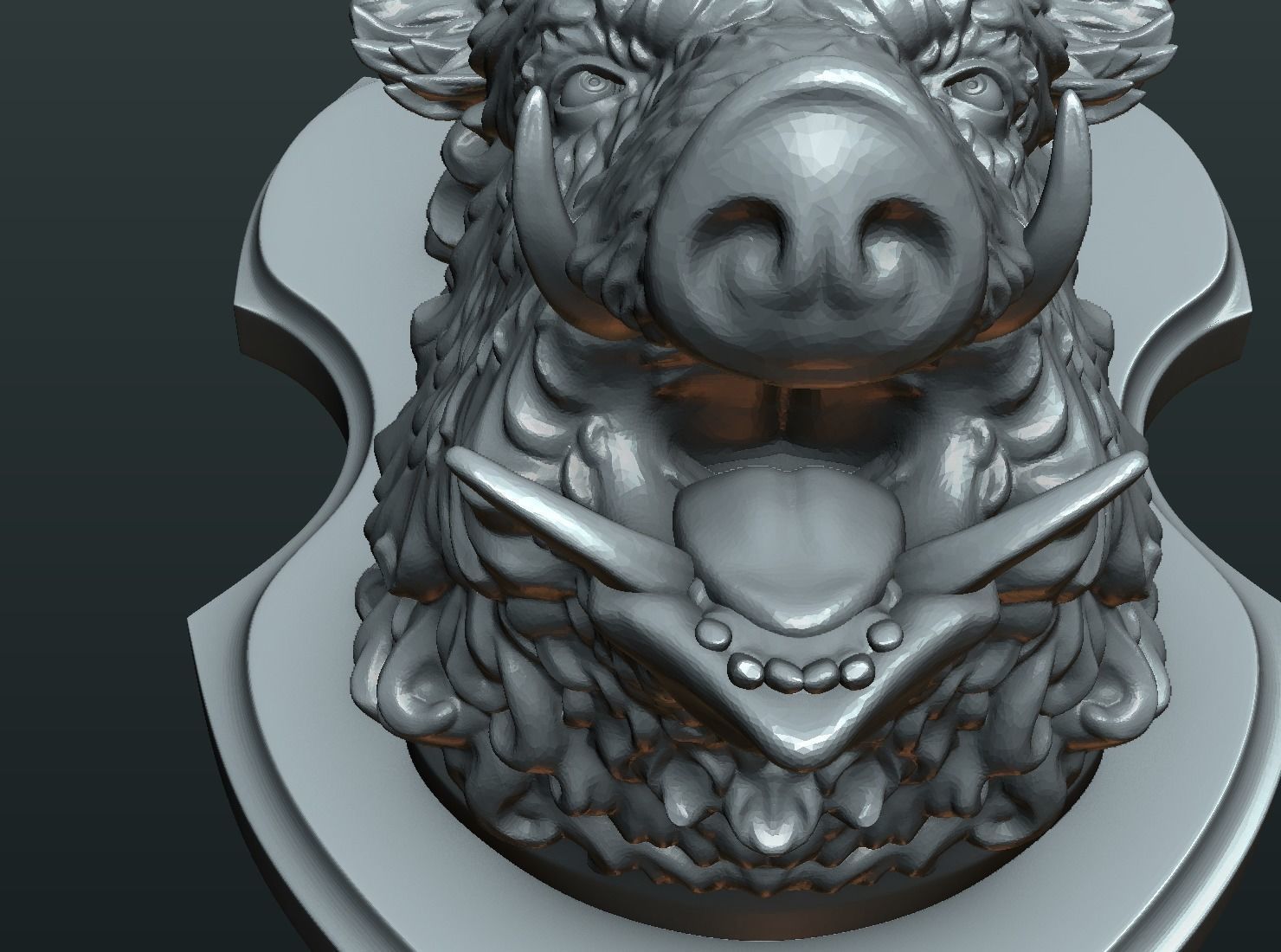 Wild Boar Mounted Head 3D print model_9
