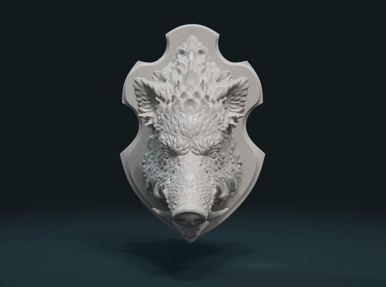Wild Boar Mounted Head 3D print model_2