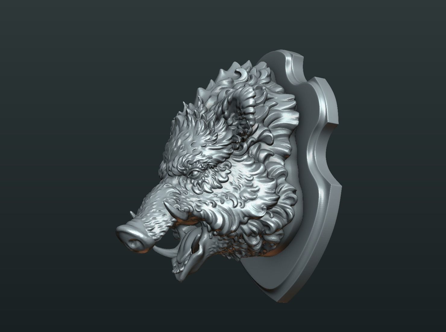 Wild Boar Mounted Head 3D print model_10
