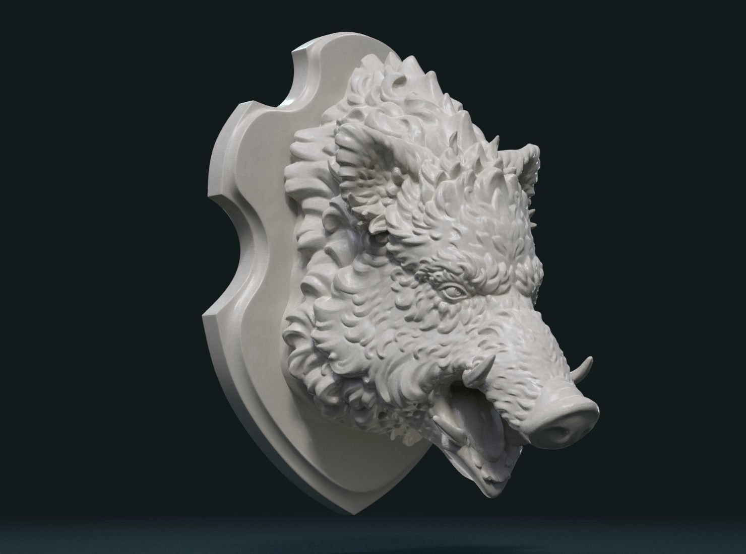 Wild Boar Mounted Head 3D print model_3