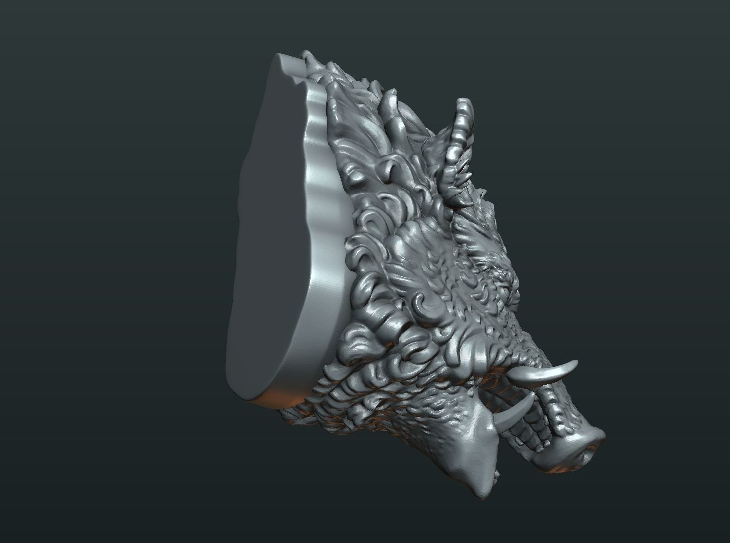 Wild Boar Mounted Head 3D print model_18
