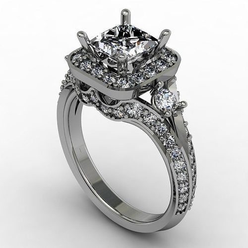 Fantasy engagement ring with knife edge shank 3D print model