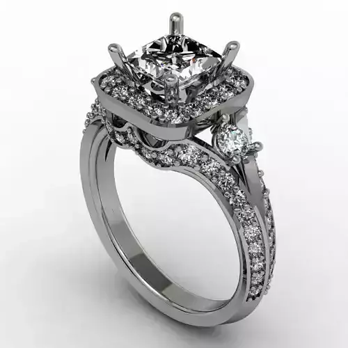 Fantasy engagement ring with knife edge shank