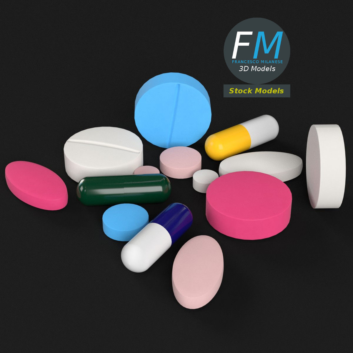 Pharma pills tablets 3D model_2