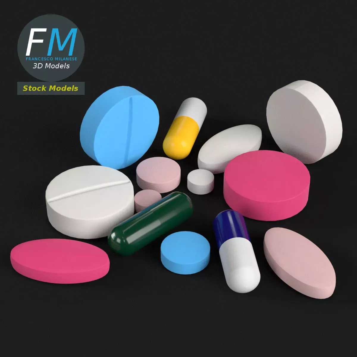Pharma pills tablets 3D model_0