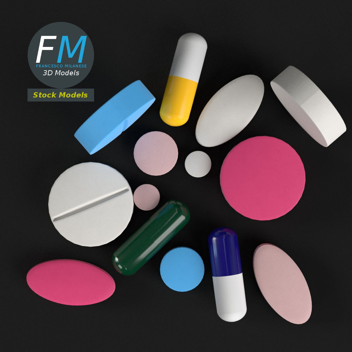 Pharma pills tablets 3D model_6