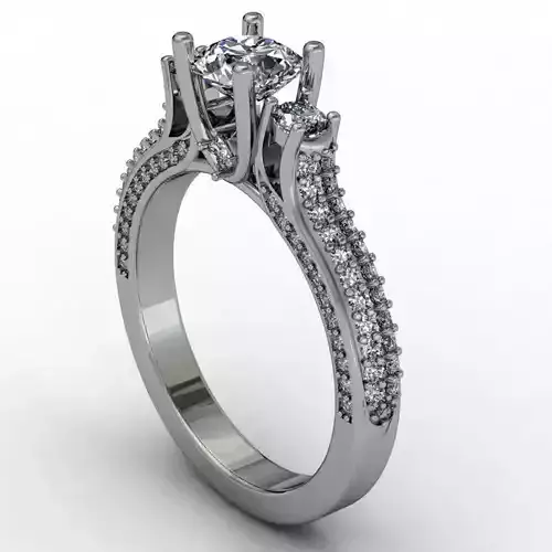 Engagement ring with 3 stones top