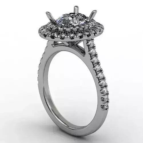 Oval double halo engagement ring