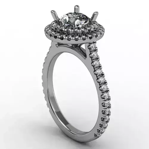 Round double halo engagement ring 3D print model
