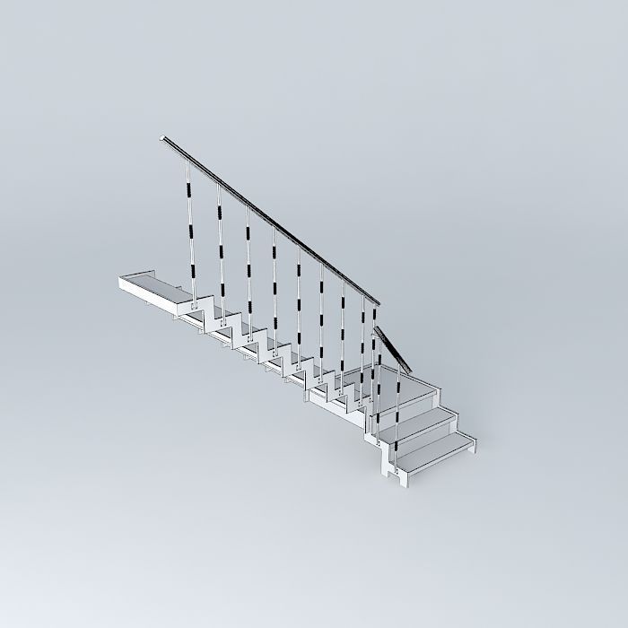 Elaborate wooden staircase Free 3D model_3