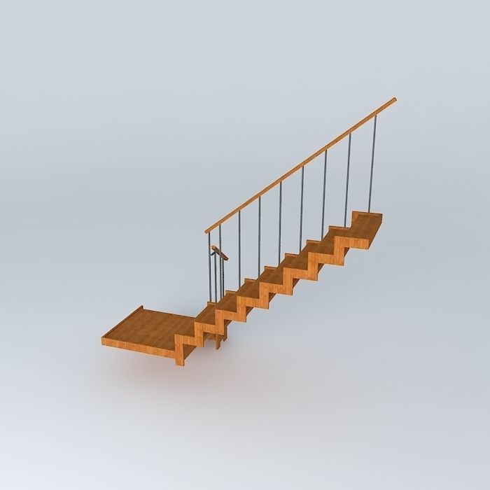 Elaborate wooden staircase Free 3D model_1