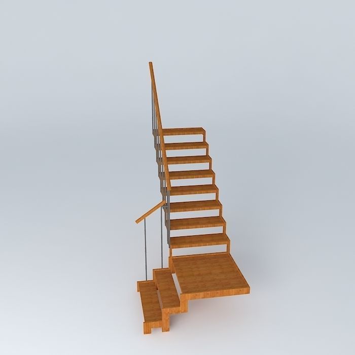 Elaborate wooden staircase Free 3D model_2