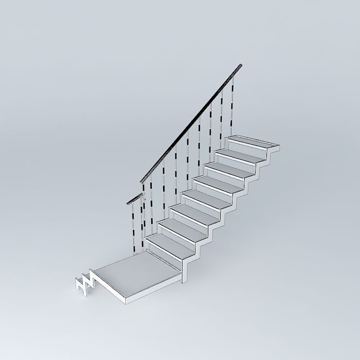 Elaborate wooden staircase Free 3D model_4