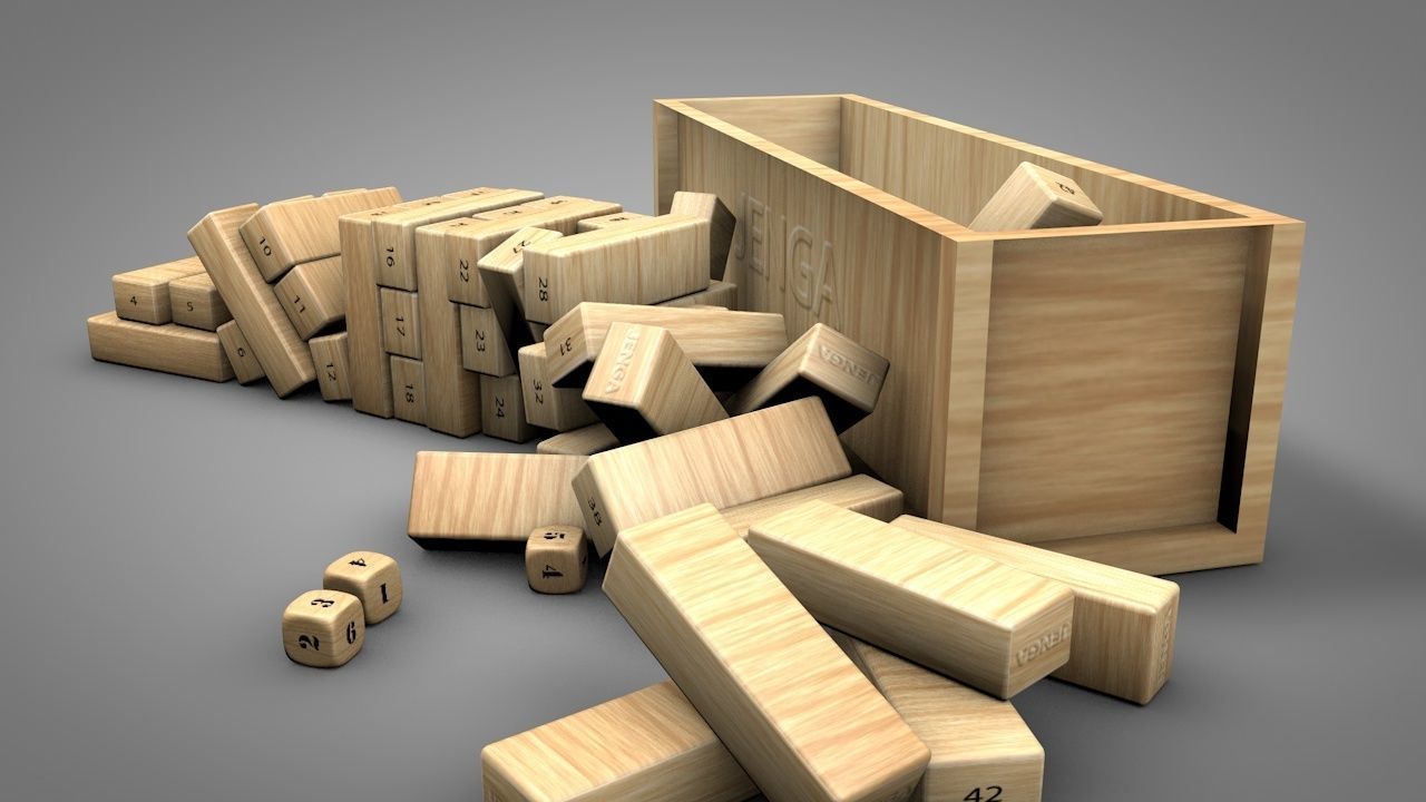 Playable Jenga Game Free 3D model_5